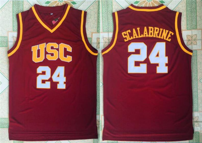 Men University of Southern Calif USC #24 Scalabrine Red NBA NCAA Jerseys->more ncaa teams->NCAA Jersey